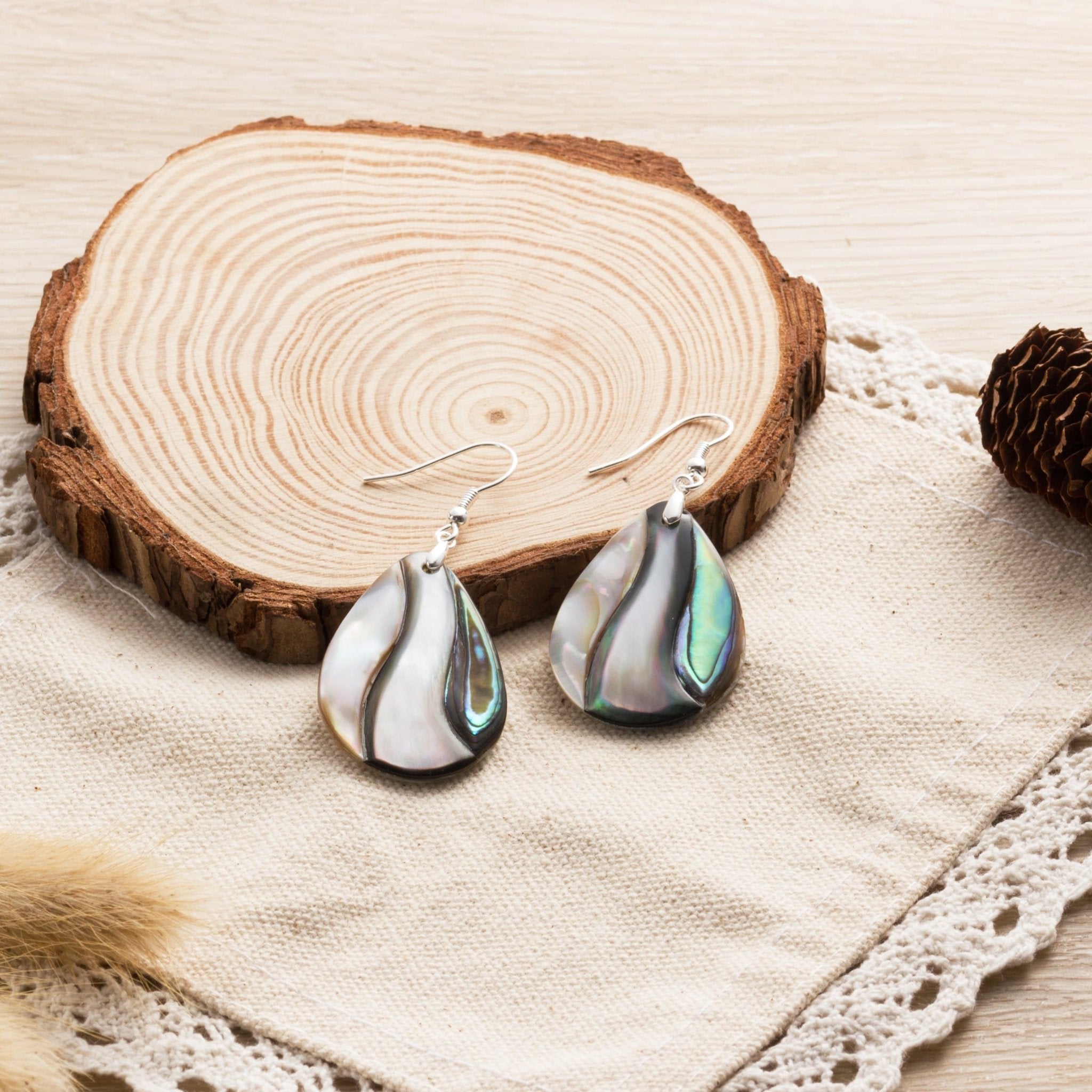 Abalone Shell Pear Drop Earrings