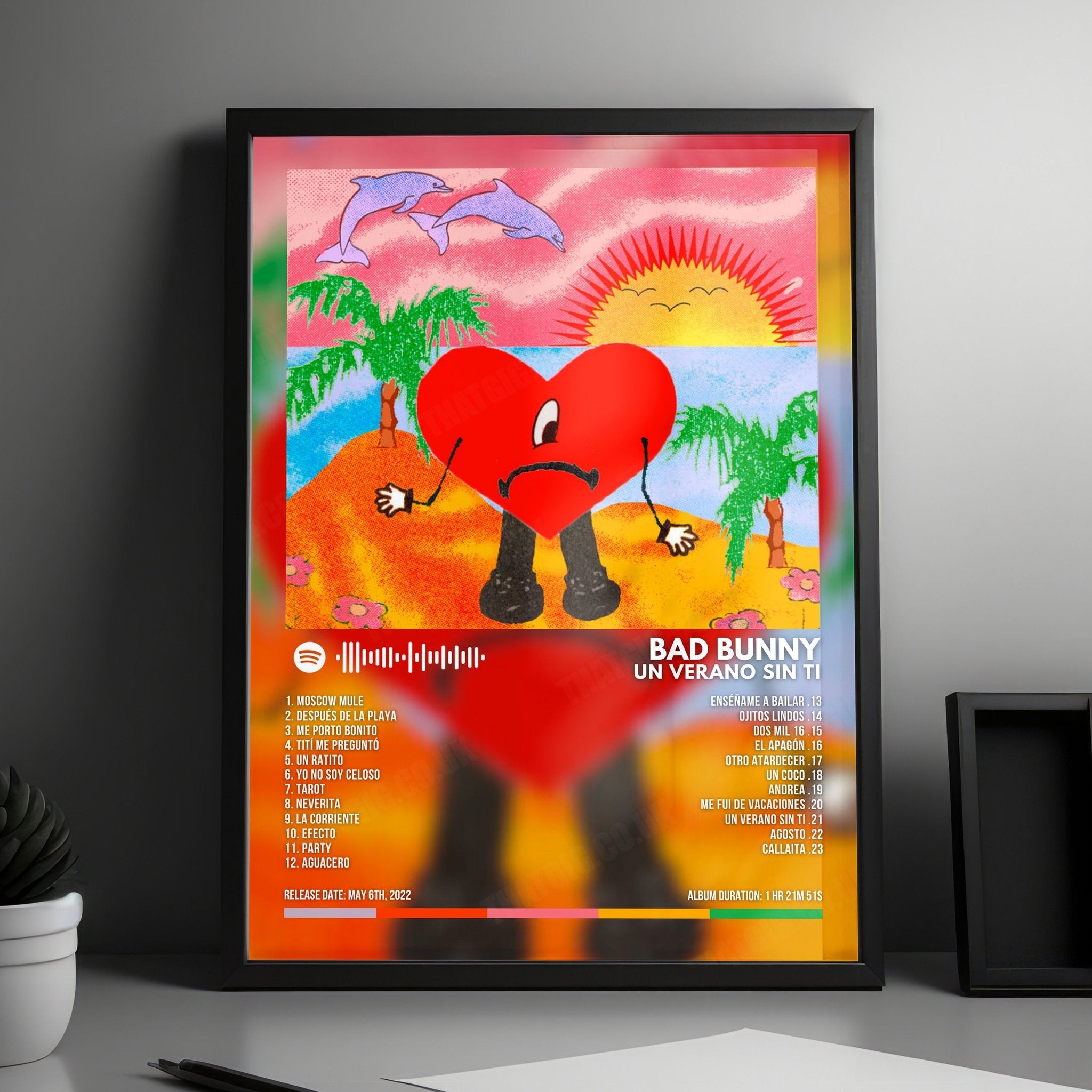 Bad Bunny "Un Verano Sin Ti" Album Cover Poster - with Complete Tracklist
