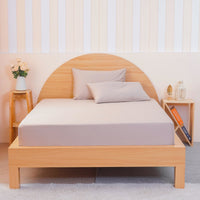 Ackly Bamboo Beige 400-Thread-Count Fitted Sheet for Luxurious Comfort