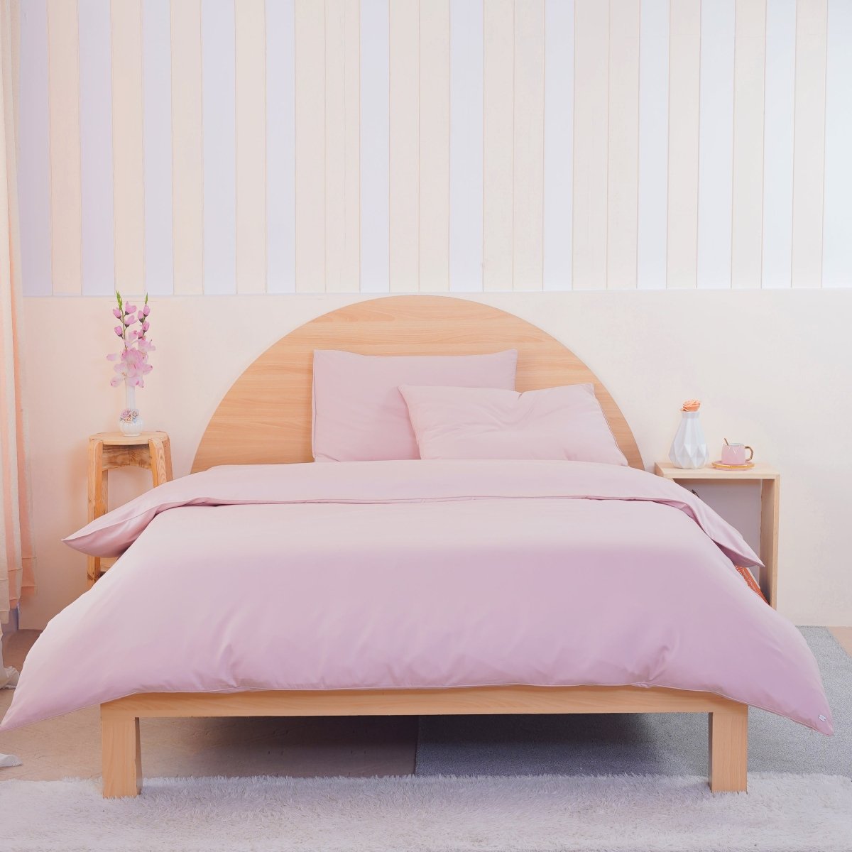 Ackly Bamboo Blush Pink Duvet Cover - Luxurious Comfort for Your Serene Bedroom Retreat