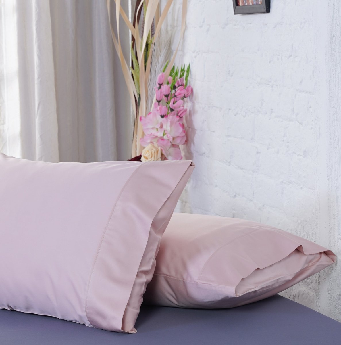 Ackly Bamboo Blush Pink Luxury Pillowcases - Pair of Silky Soft Bedding Essentials
