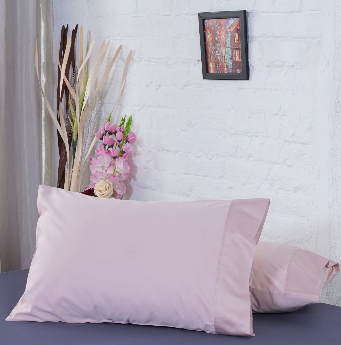 Ackly Bamboo Blush Pink Luxury Pillowcases - Pair of Silky Soft Bedding Essentials