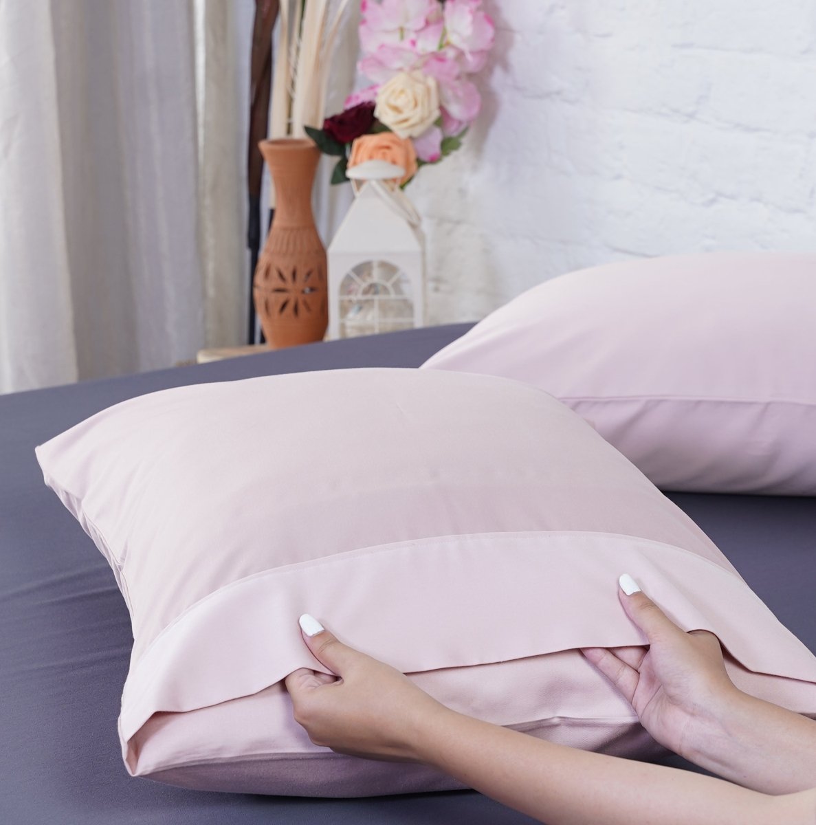 Ackly Bamboo Blush Pink Luxury Pillowcases - Pair of Silky Soft Bedding Essentials