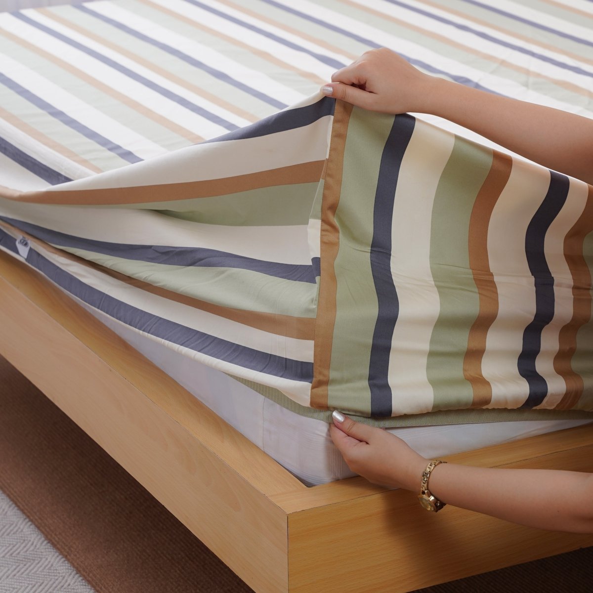 Ackly Bamboo Harmony Stripe Luxury Fitted Sheet