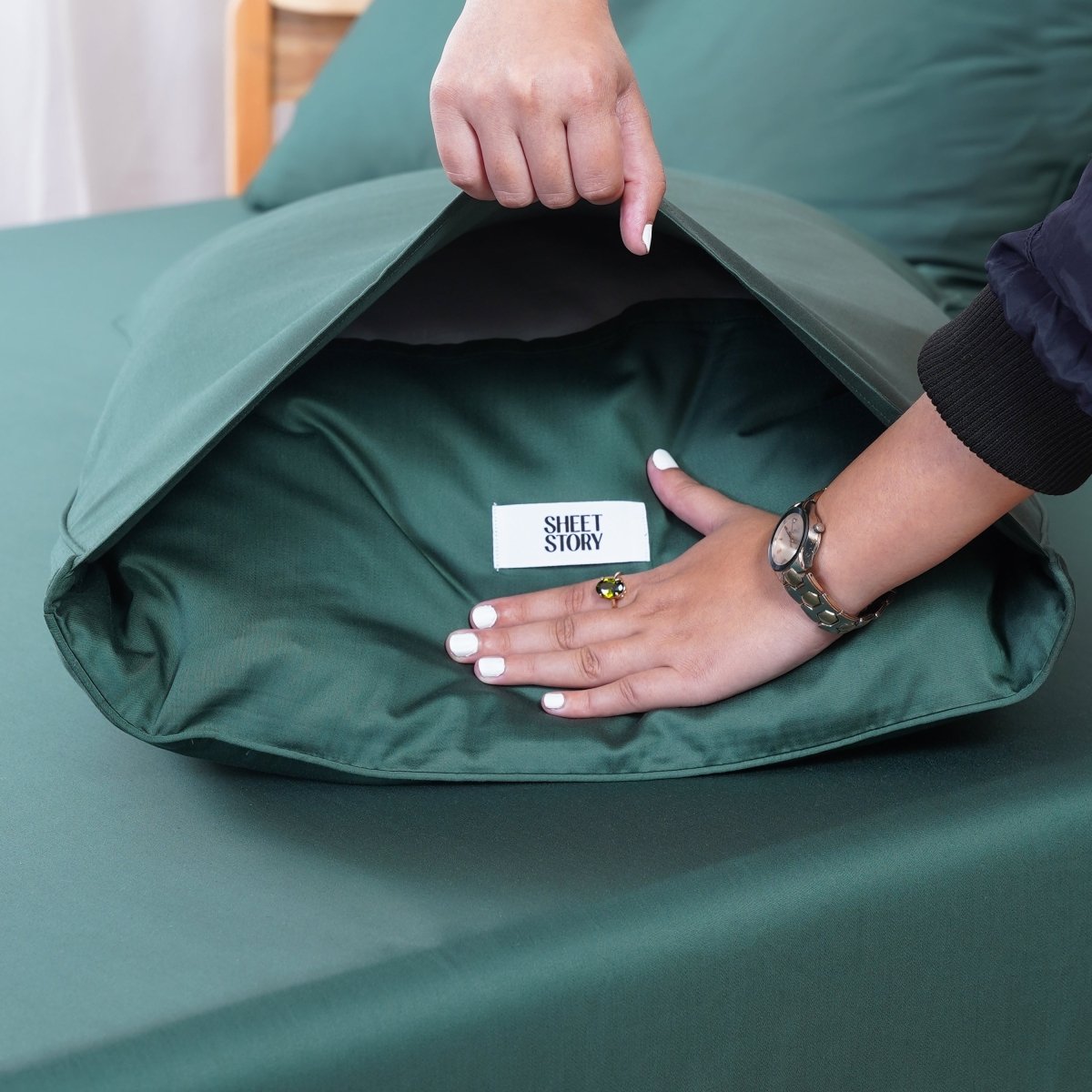 Ackly Bamboo Royal Green Luxury Pillowcases Pair