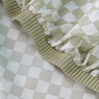 Ackly Bamboo Sage Green Checkerboard Fitted Sheet – Luxurious Comfort for Your Bedroom