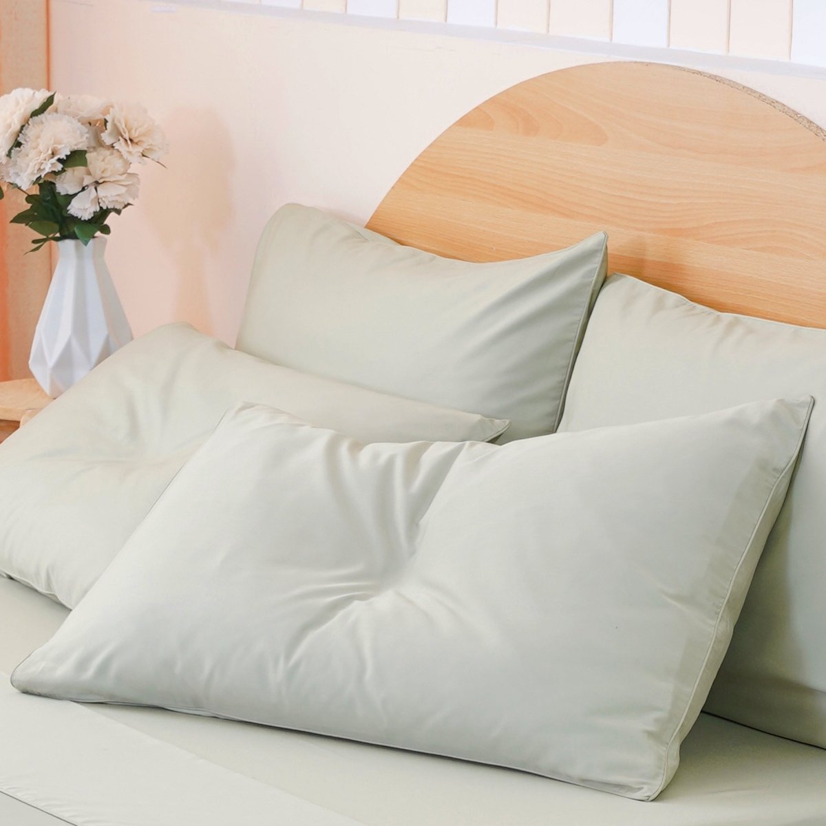 Ackly Bamboo Sage Green Pillowcases - Luxurious Comfort & Style Pair