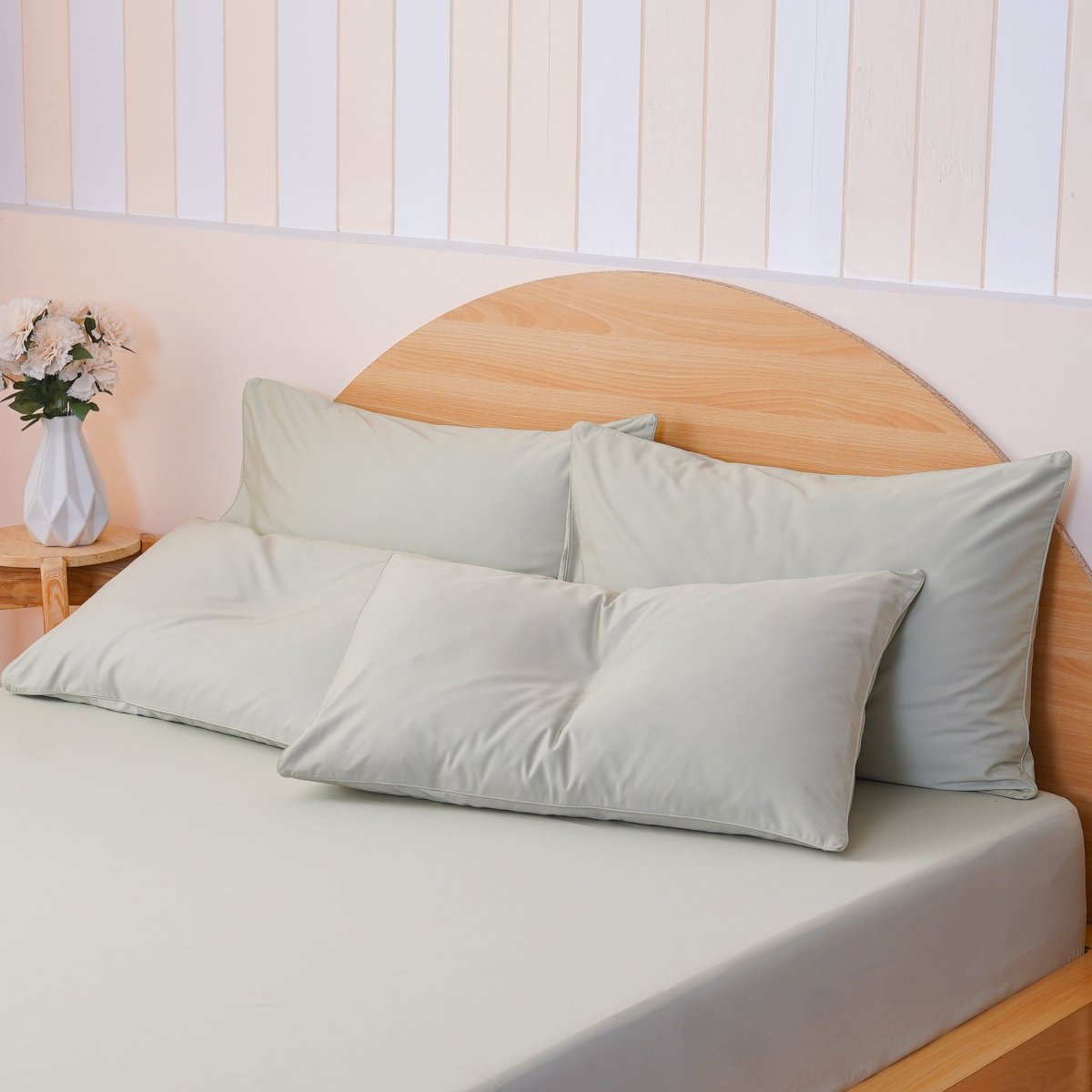 Ackly Bamboo Sage Green Pillowcases - Luxurious Comfort & Style Pair