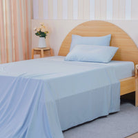 Ackly Bamboo Sky Blue Luxury Flat Sheet – Indulge in Supreme Comfort
