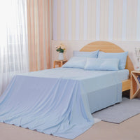 Ackly Bamboo Sky Blue Luxury Flat Sheet – Indulge in Supreme Comfort