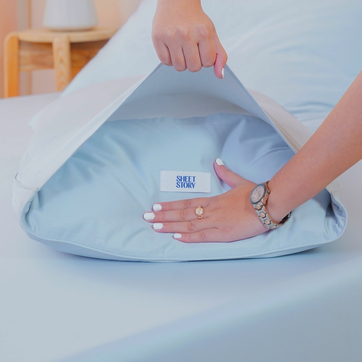 Ackly Bamboo Sky Blue Luxury Pillowcases - Serene Comfort & Elegance Pair