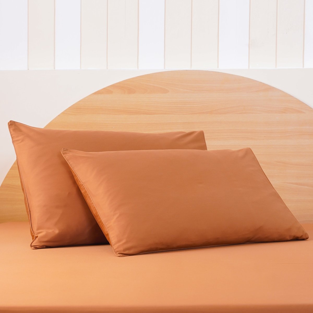 Ackly Bamboo Terracotta Orange Luxury Pillowcases Pair