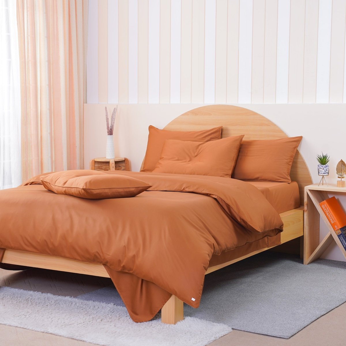 Ackly Bamboo Terracotta Orange Luxury Pillowcases Pair