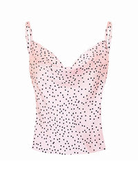 Cowl Neck Cami Top In Pink Dot