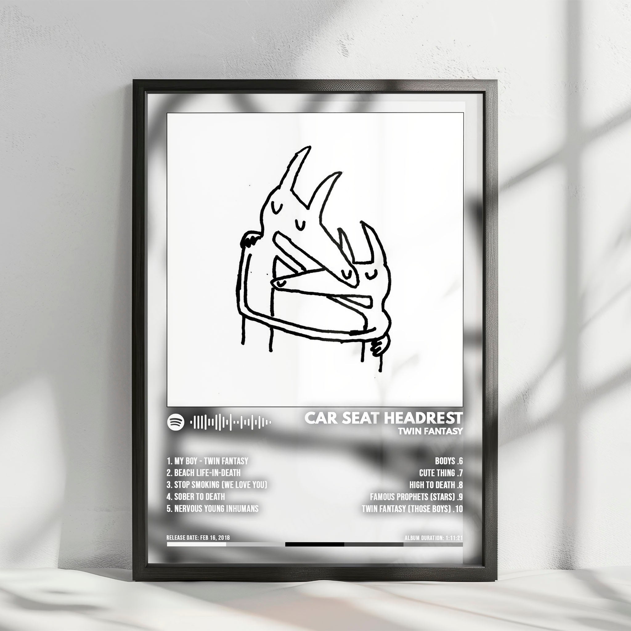 Car Seat Headrest "Twin Fantasy" Album Cover Poster - with Complete Tracklist