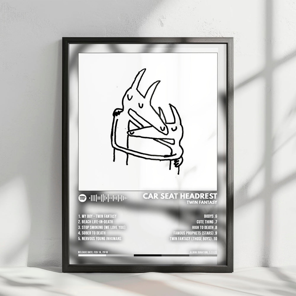 Car Seat Headrest "Twin Fantasy" Album Cover Poster - with Complete Tracklist