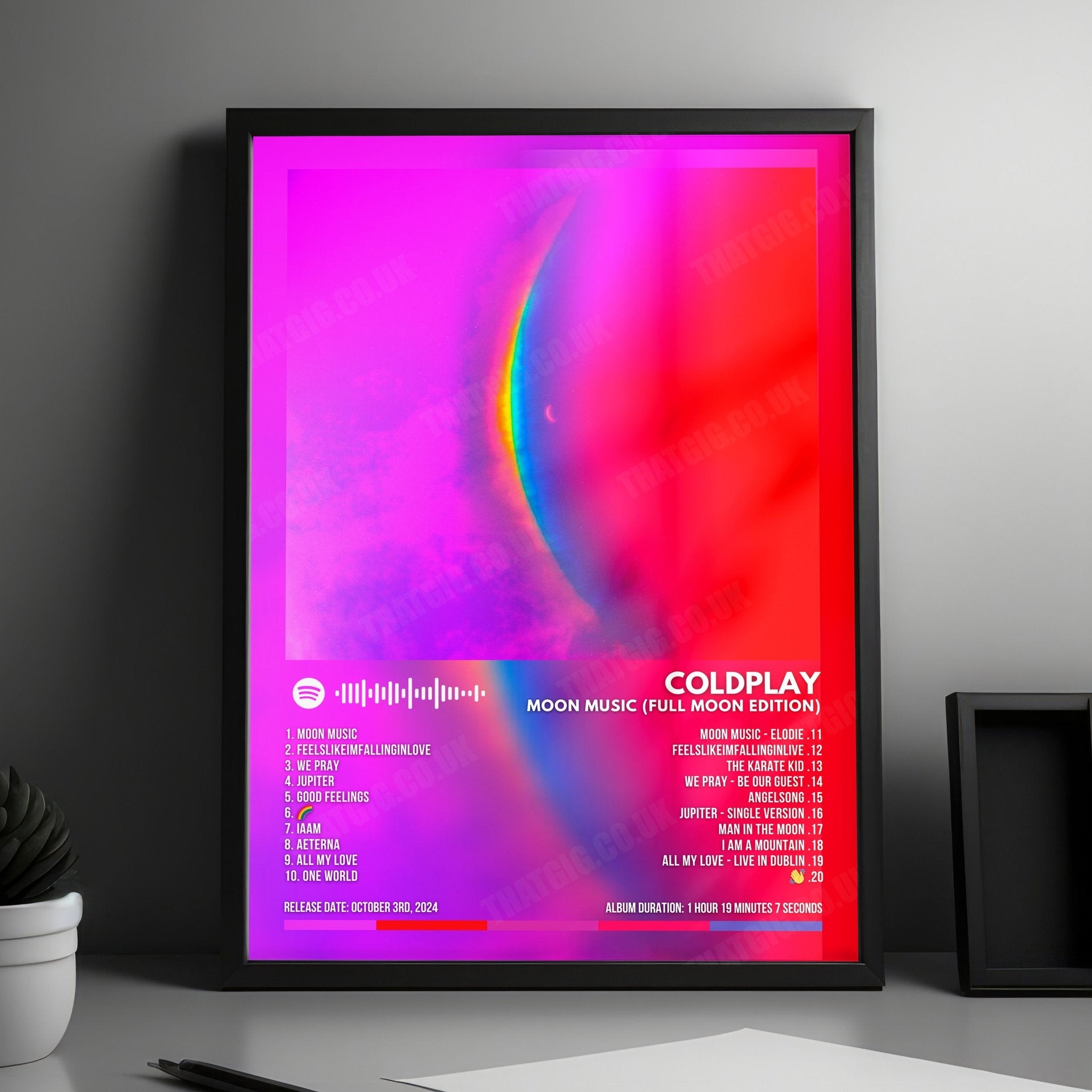 Coldplay "Moon Music (Full Moon Edition)" Album Cover Poster - with Complete Tracklist