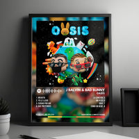 J Balvin & Bad Bunny "Oasis" Album Cover Poster - with Complete Tracklist