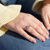 Adjustable Crystal Daisy Ring Created with Zircondia® Crystals