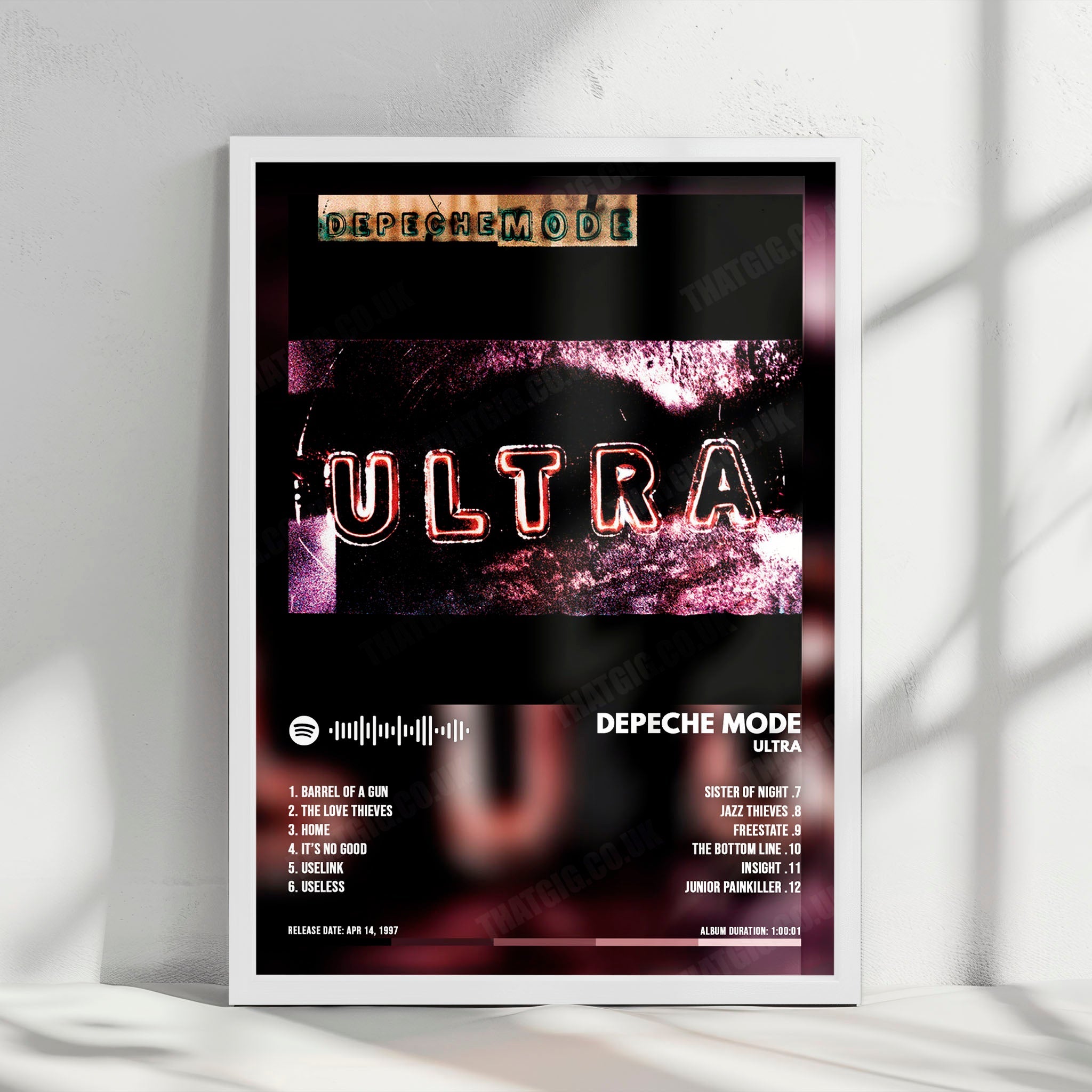 Depeche Mode "Ultra" Album Cover Poster - with Complete Tracklist