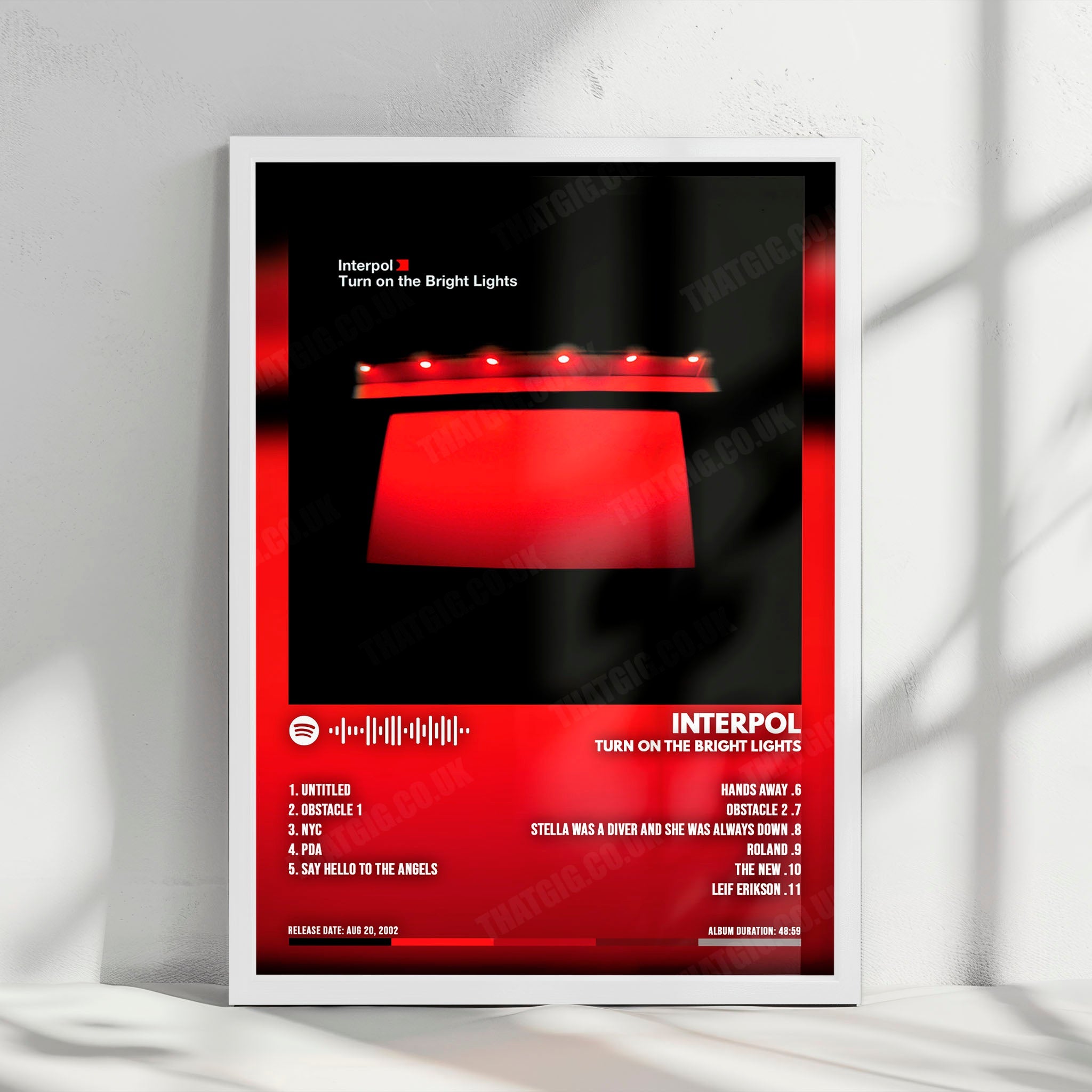 Interpol "Turn On the Bright Lights" Album Cover Poster - with Complete Tracklist