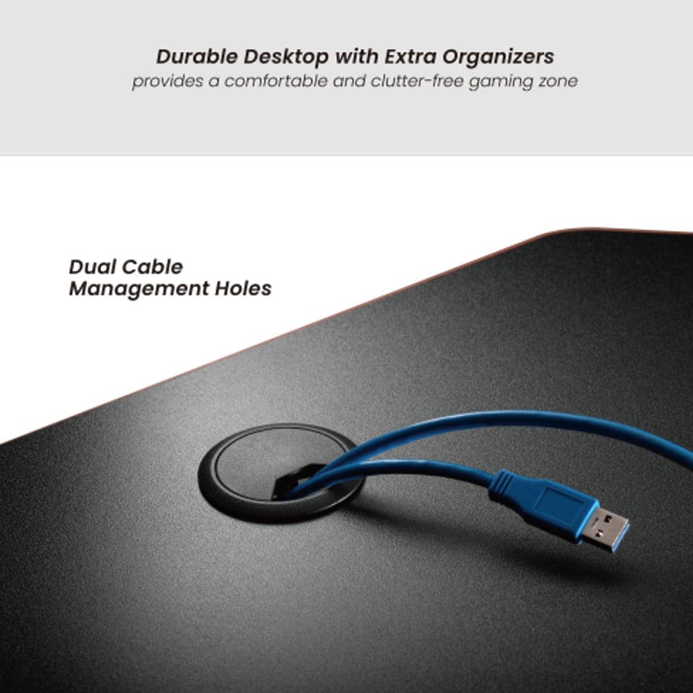 Maplin Gaming Desk with Headphone Hook & Cup Holder - Matte Black & Orange