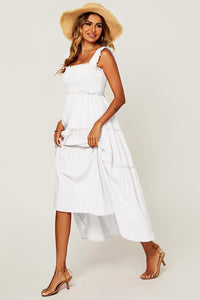 Hem Detail Tiered Maxi Dress In White