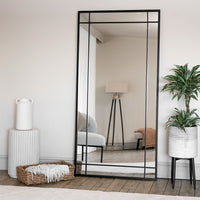 Aimi - Full Length Black Metal Rectangle Window Mirror - 180cm x 90cm