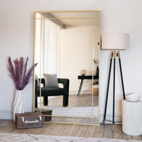 Aimi Gold Metal Rectangle Window Mirror - 200cm x 120cm Elegance