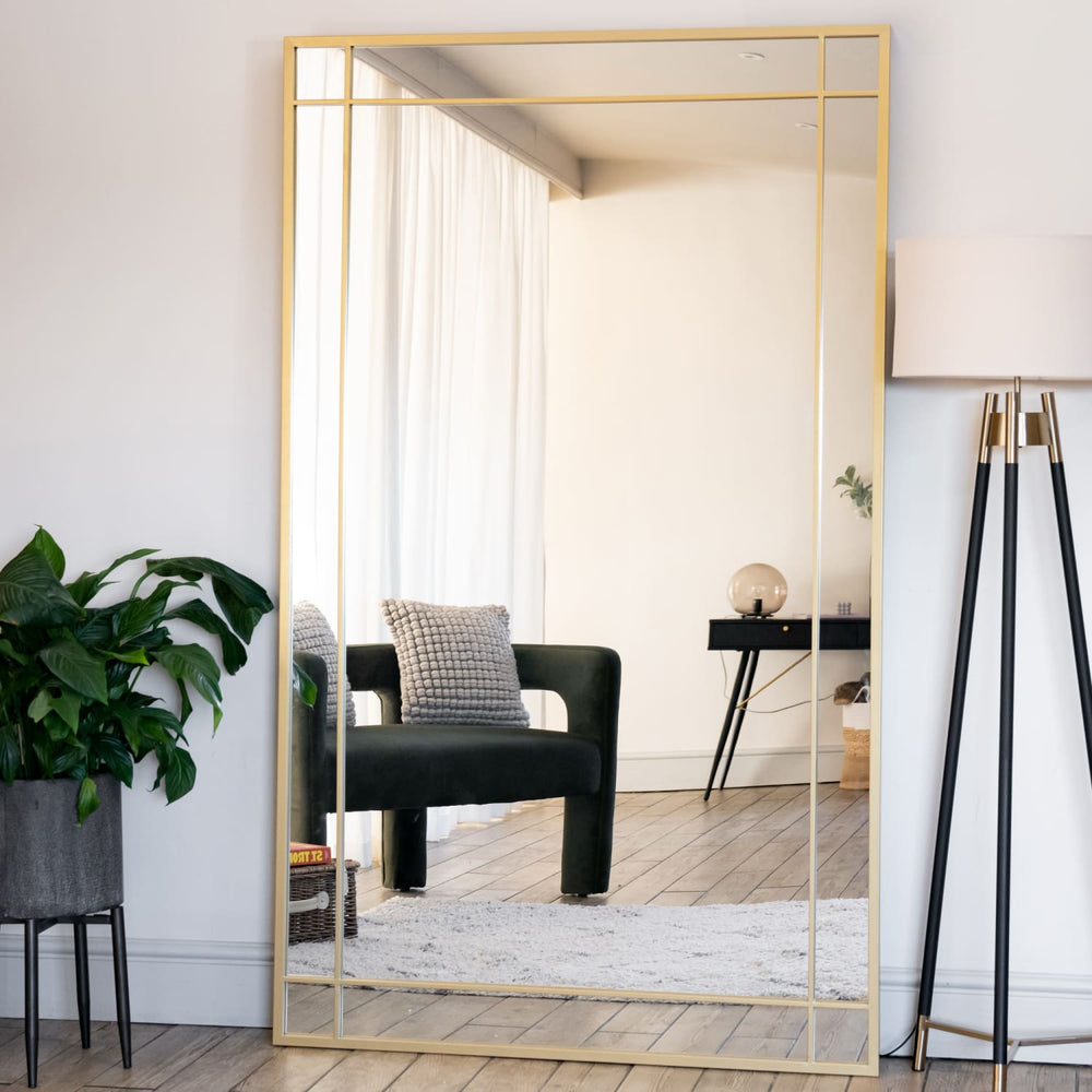 Aimi Gold Metal Rectangle Window Mirror - 200cm x 120cm Elegance