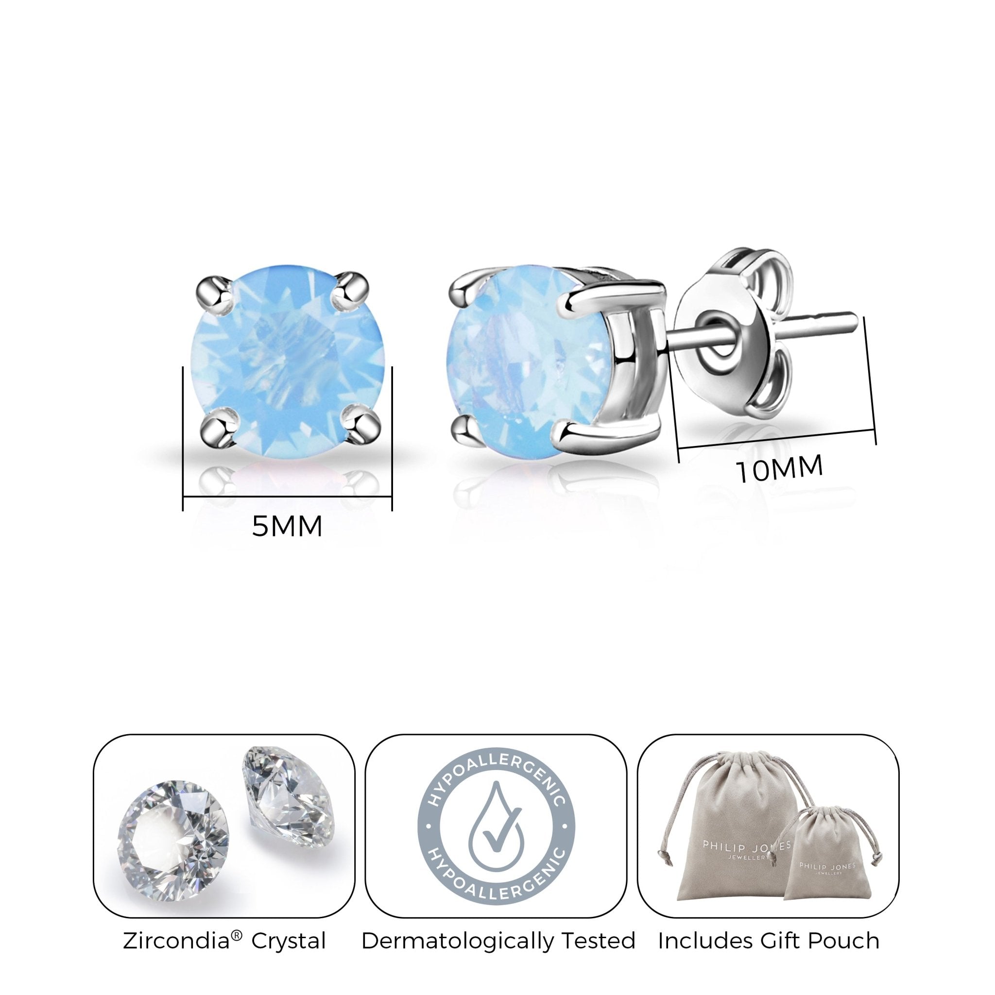 Air Blue Opal Earrings Created with Zircondia® Crystals