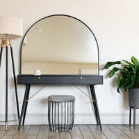 Akiko Black Arched Metal Mirror - Stylish 95cm x 120cm Home Accent