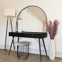 Akiko Black Arched Metal Mirror - Stylish 95cm x 120cm Home Accent