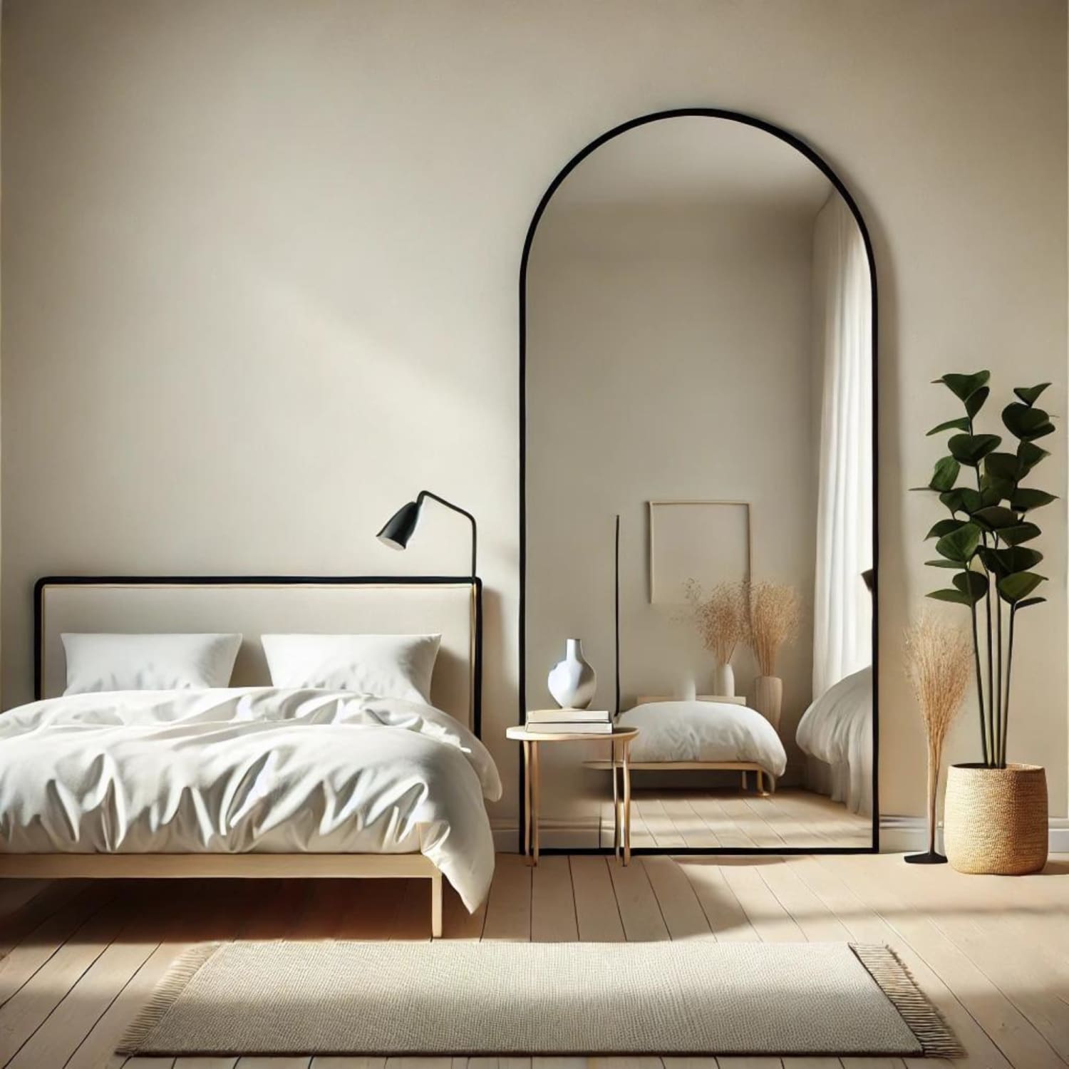 Akiko - Full Length Black Metal Arched Mirror - 180cm x 90cm