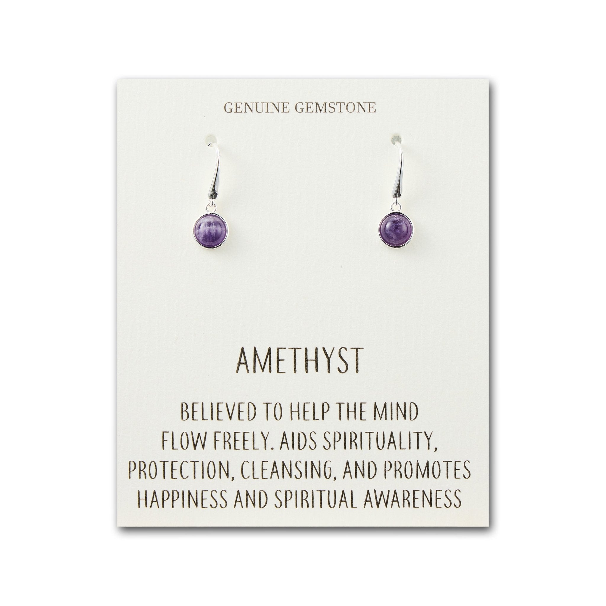 Amethyst Drop Earrings with Quote Card