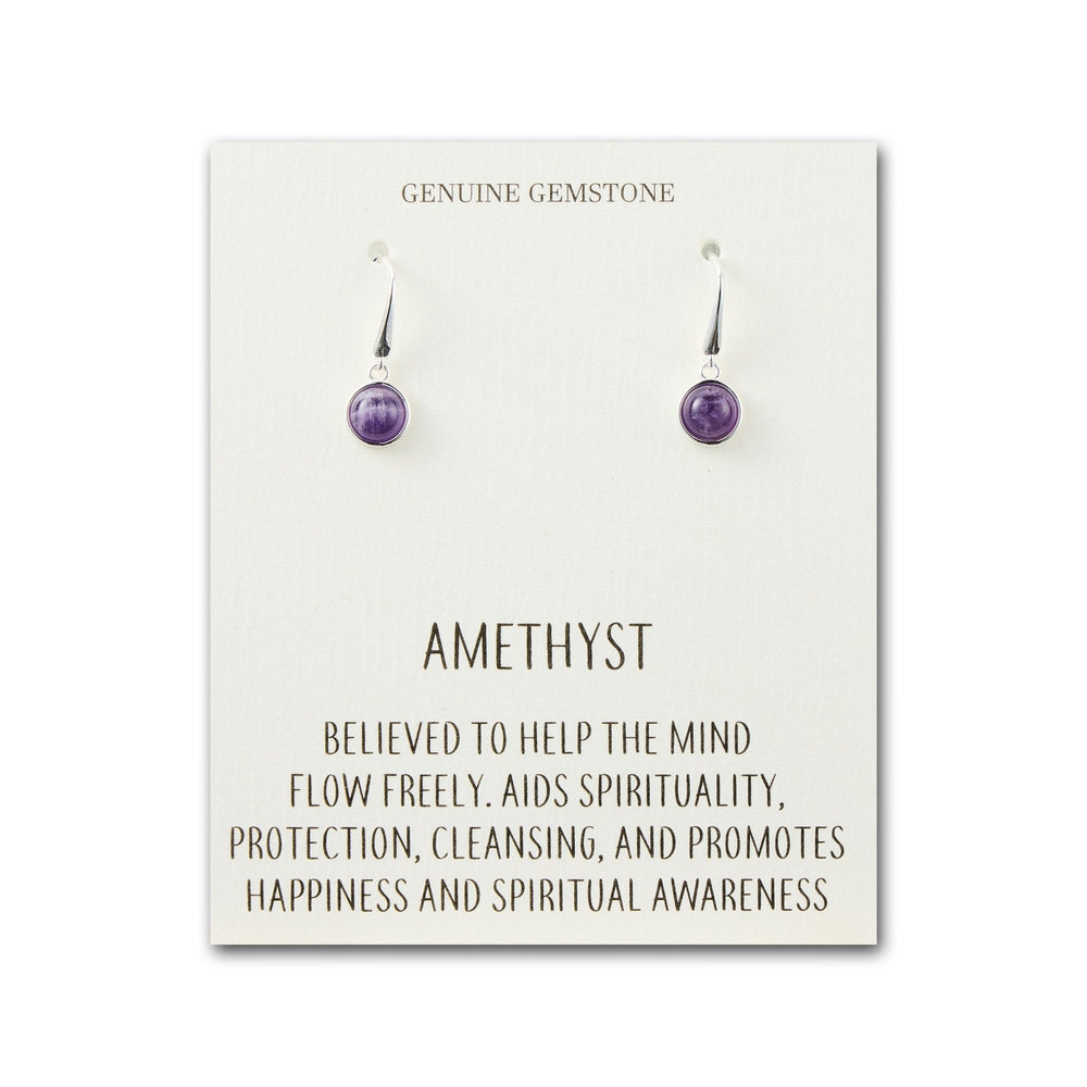 Amethyst Drop Earrings with Quote Card