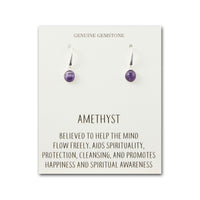 Amethyst Drop Earrings with Quote Card