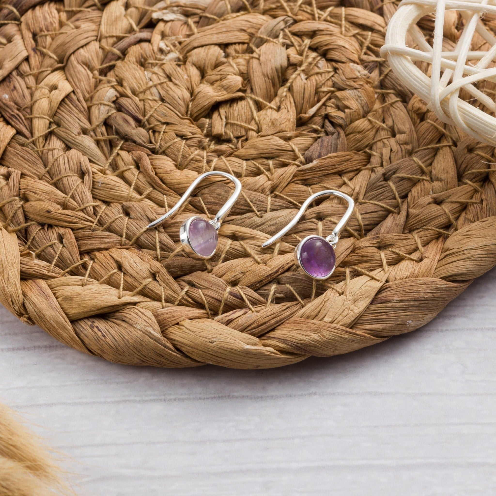 Amethyst Drop Earrings with Quote Card