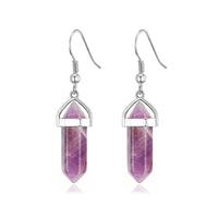 Amethyst Gemstone Drop Earrings with Quote Card