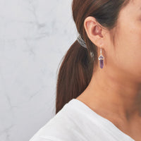 Amethyst Gemstone Drop Earrings with Quote Card