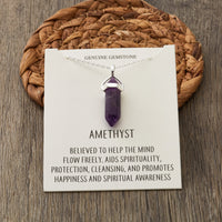 Amethyst Gemstone Necklace with Quote Card