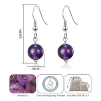 Amethyst Gemstone Round Drop Earrings with Quote Card