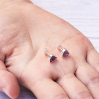 Amethyst Heart Stud Earrings