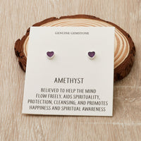 Amethyst Heart Stud Earrings with Quote Card