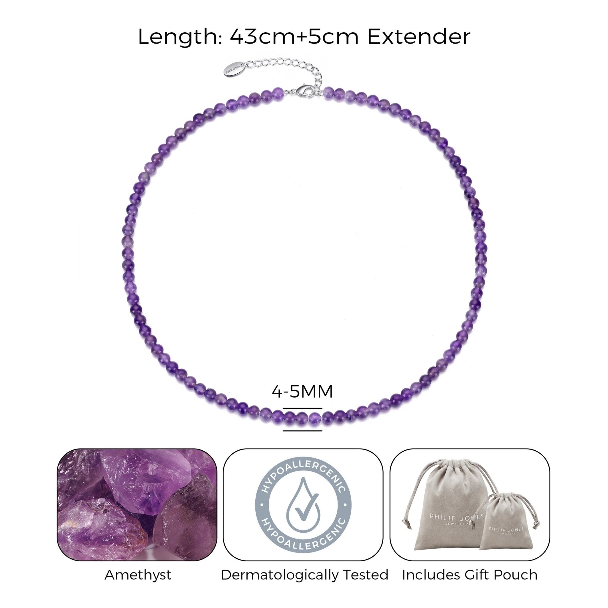 Amethyst Mini Beaded Gemstone Necklace