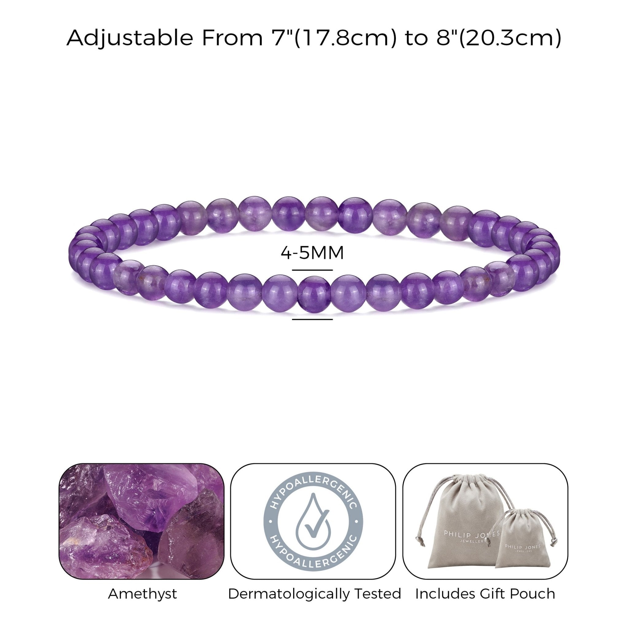 Amethyst Mini Beaded Gemstone Stretch Bracelet