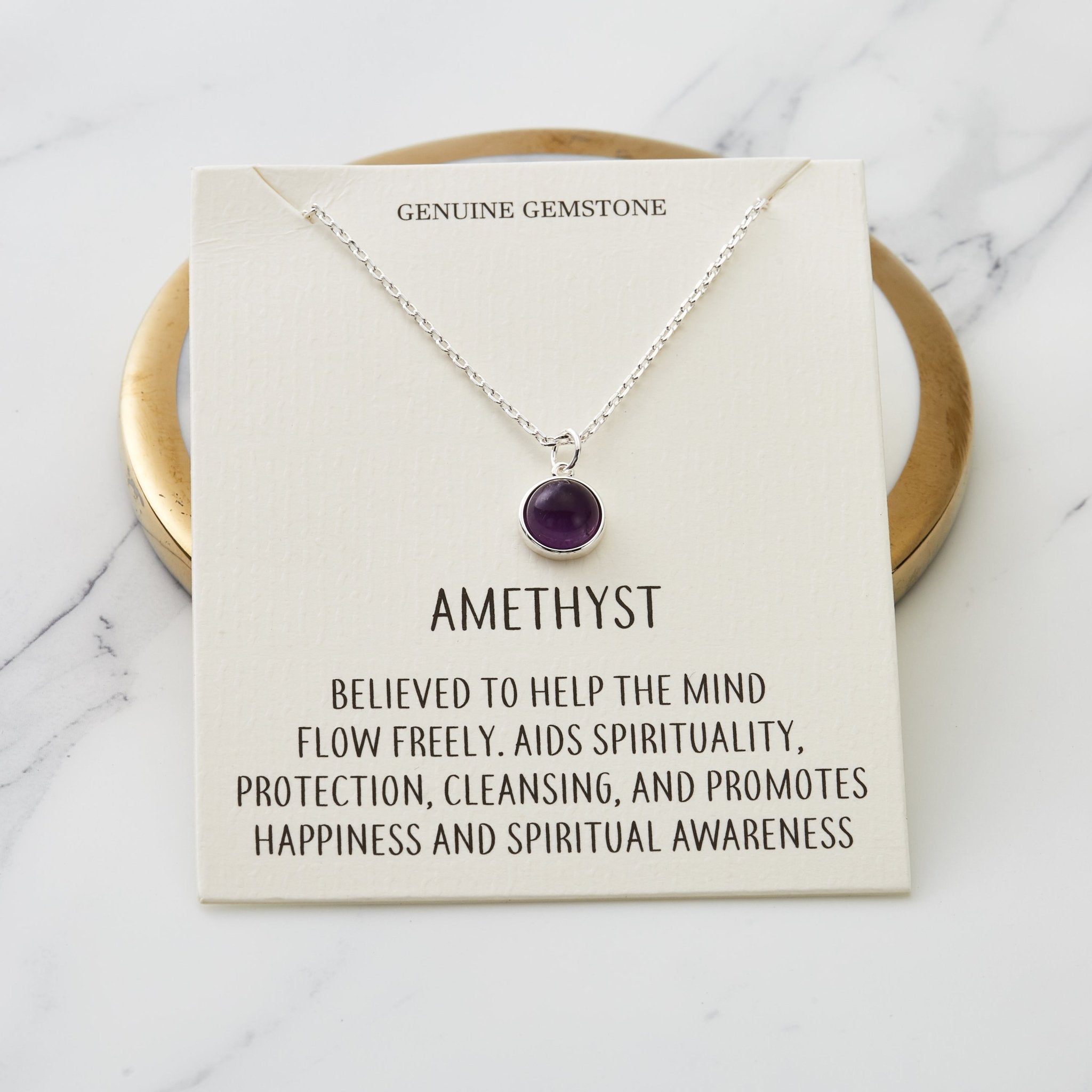 Amethyst Necklace with Quote Card