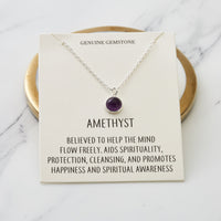 Amethyst Necklace with Quote Card