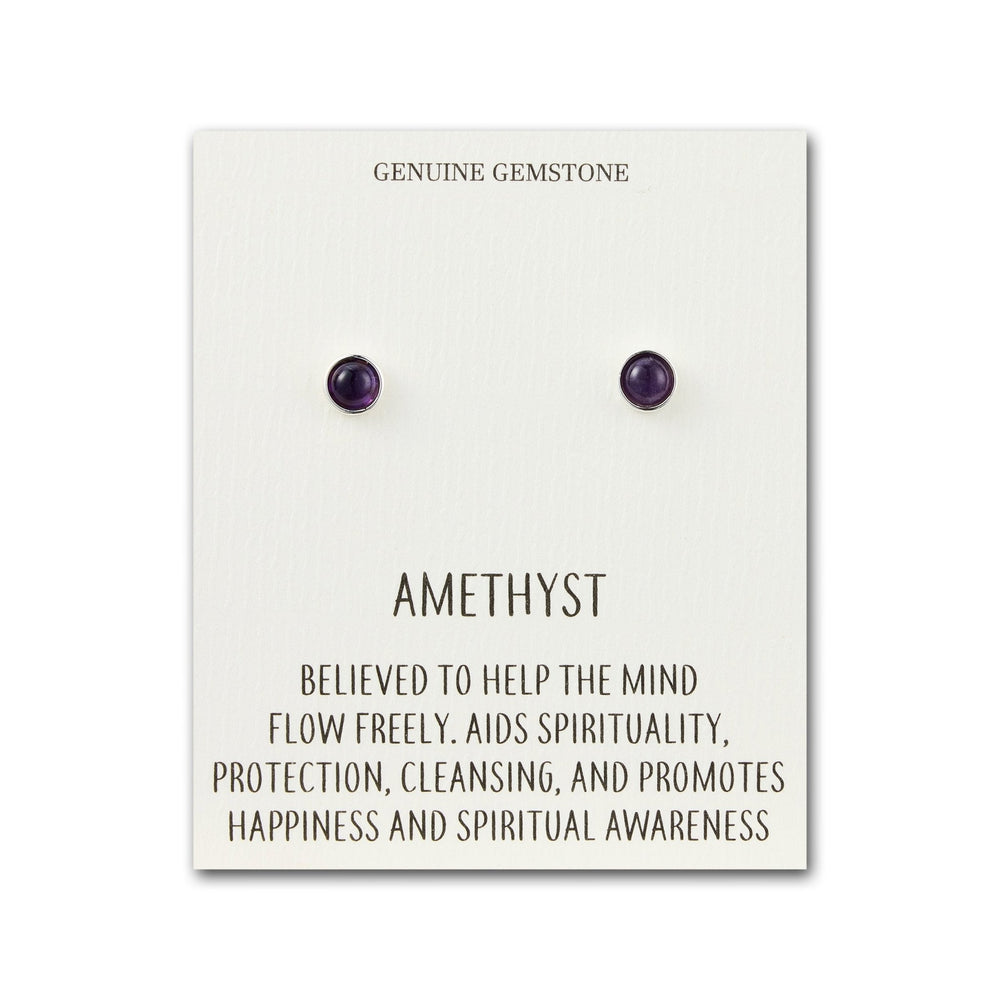 Amethyst Stud Earrings with Quote Card