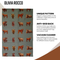 Animal Printed Rug Highland Cow Modern Non-Slip Soft Durable Floor Rug for Living Room Bedroom Hallway & Office by OLIVIA ROCCO